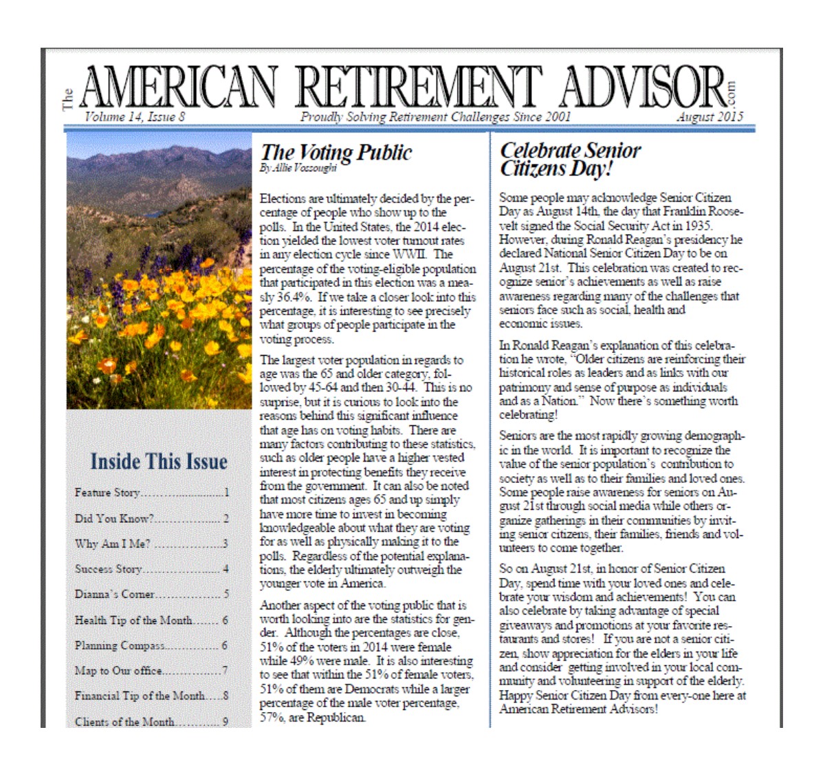 American Retirement August Newsletter Available Now!